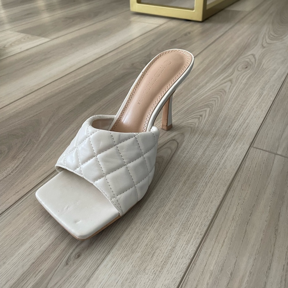 Low white heels